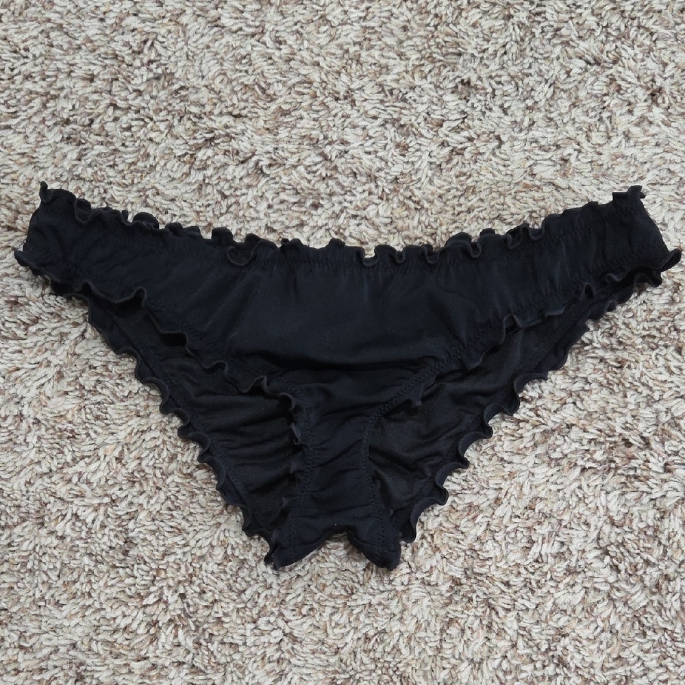 Black Ruffled Bikini Bottoms